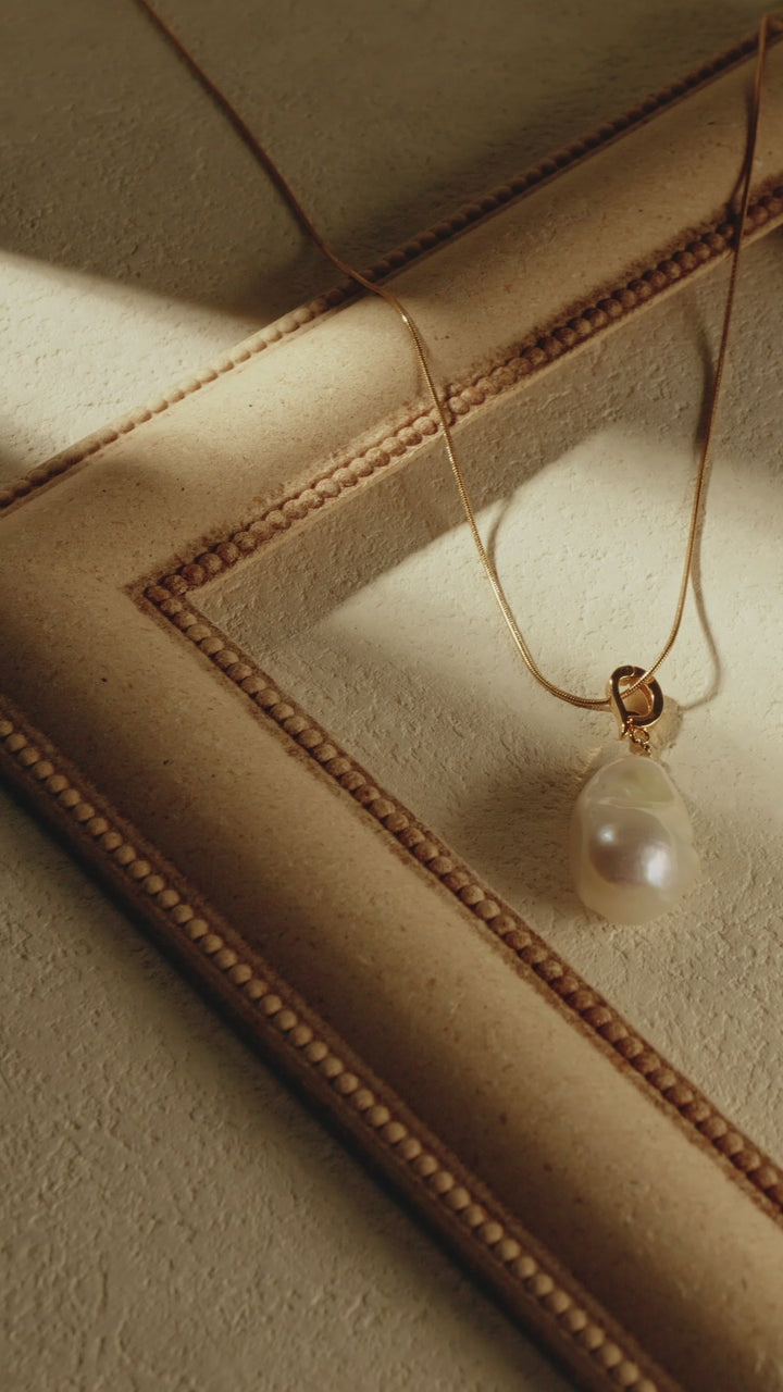 Large Baroque Pearl Pendant - Gold