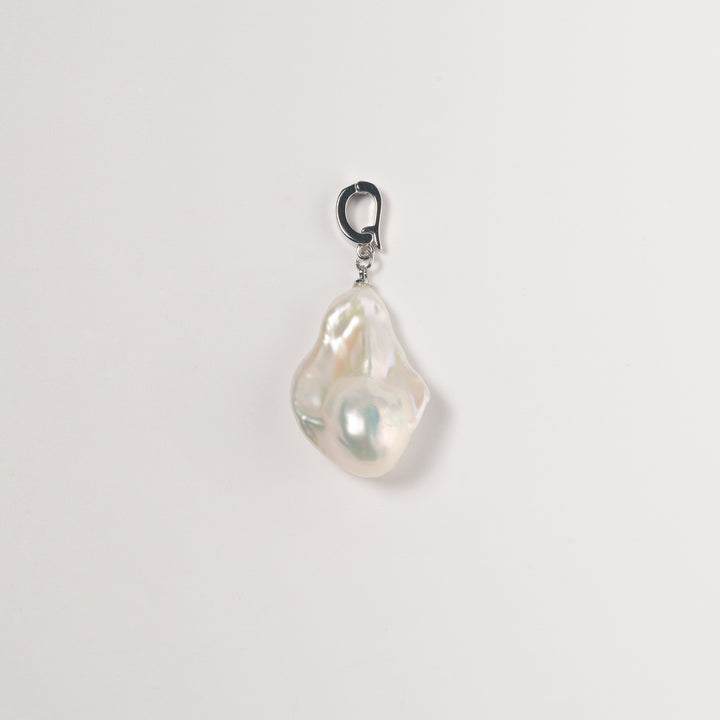 Large Baroque Pearl Pendant - White Gold