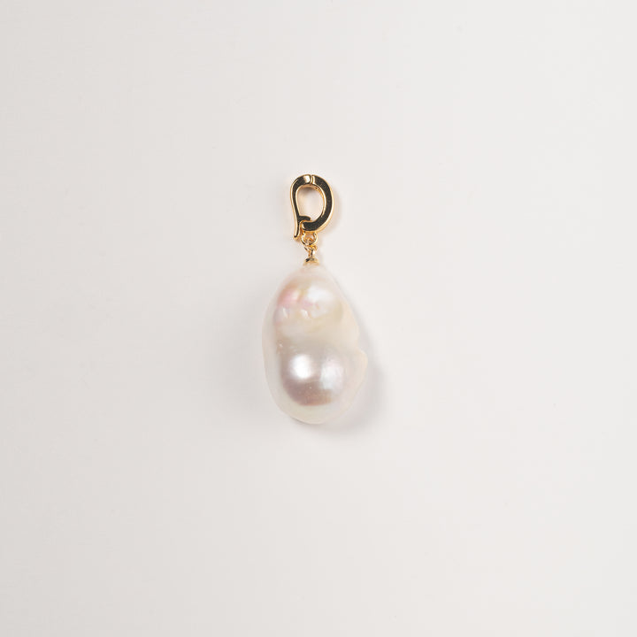 Large Baroque Pearl Pendant - White Gold