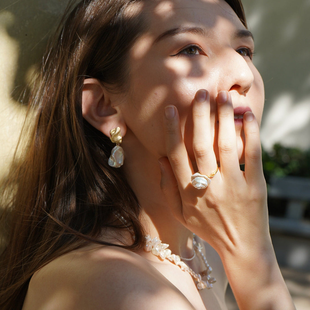 Petal Pearls, Rose pearl ring, rose ring, pearl ring, white rose.