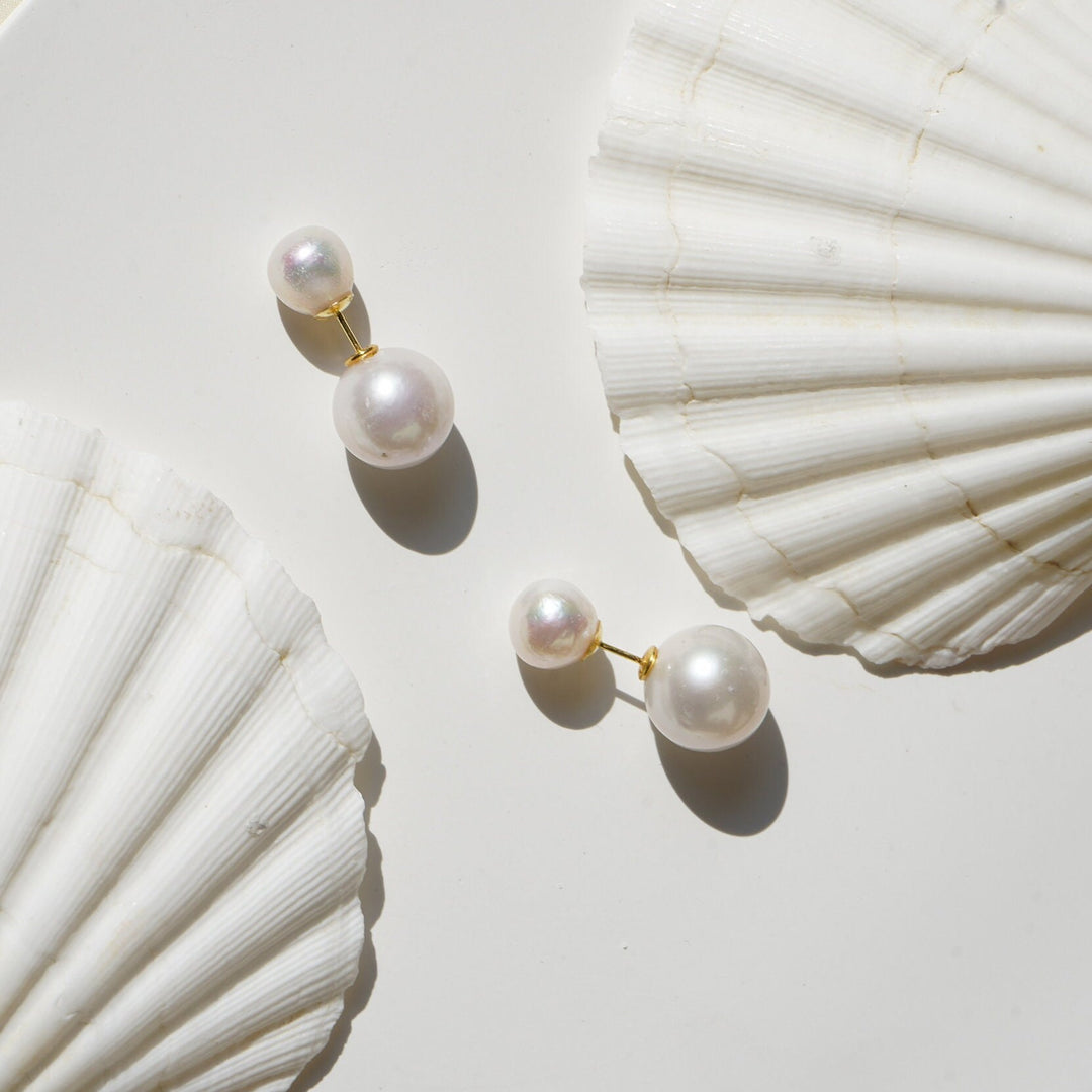 Double-Pearl Earrings - Gold