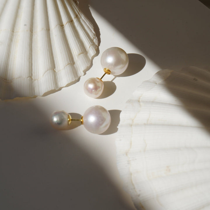 Double-Pearl Earrings - Gold