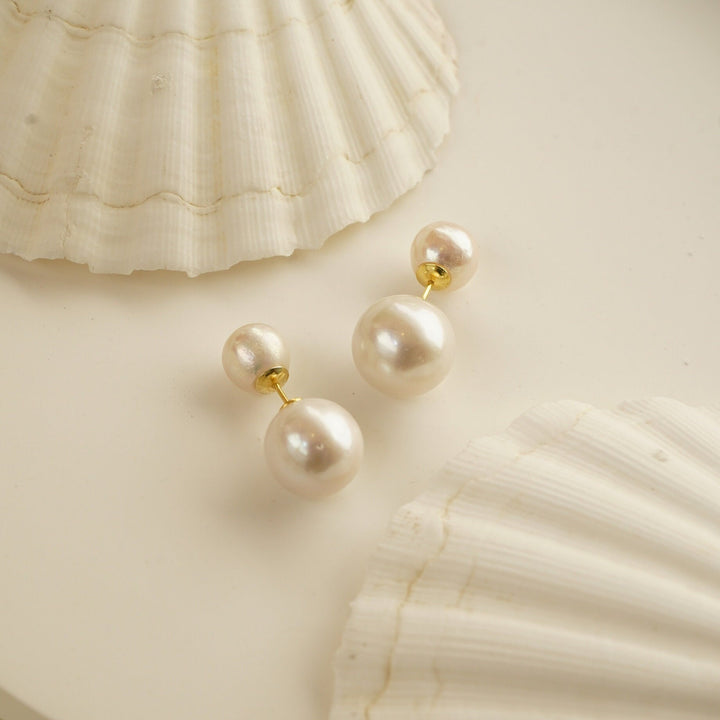 Double-Pearl Earrings - Gold