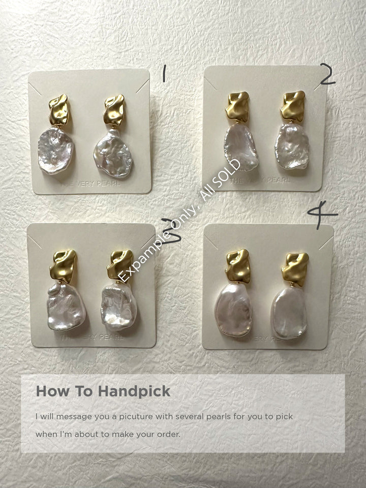 Keshi Pearl Drop Earrings: 14K White Gold Filled Baroque Pearls