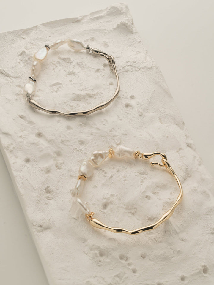 Half & Half Pearl Bracelet - Gold