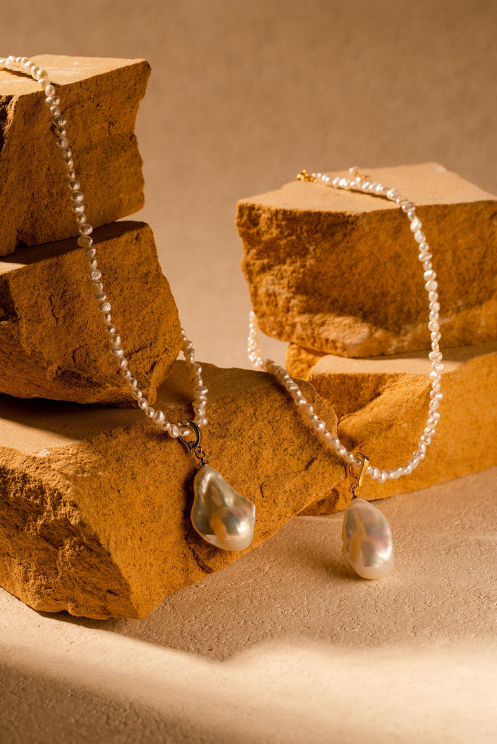 Baroque Pearl Choker: Gold Filled Pendant, AAAA Luster