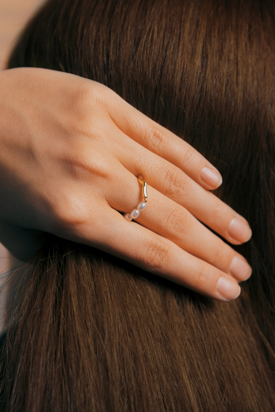 pearl ring with white gold, mini keshi pearls ring, gold mini pearl ring