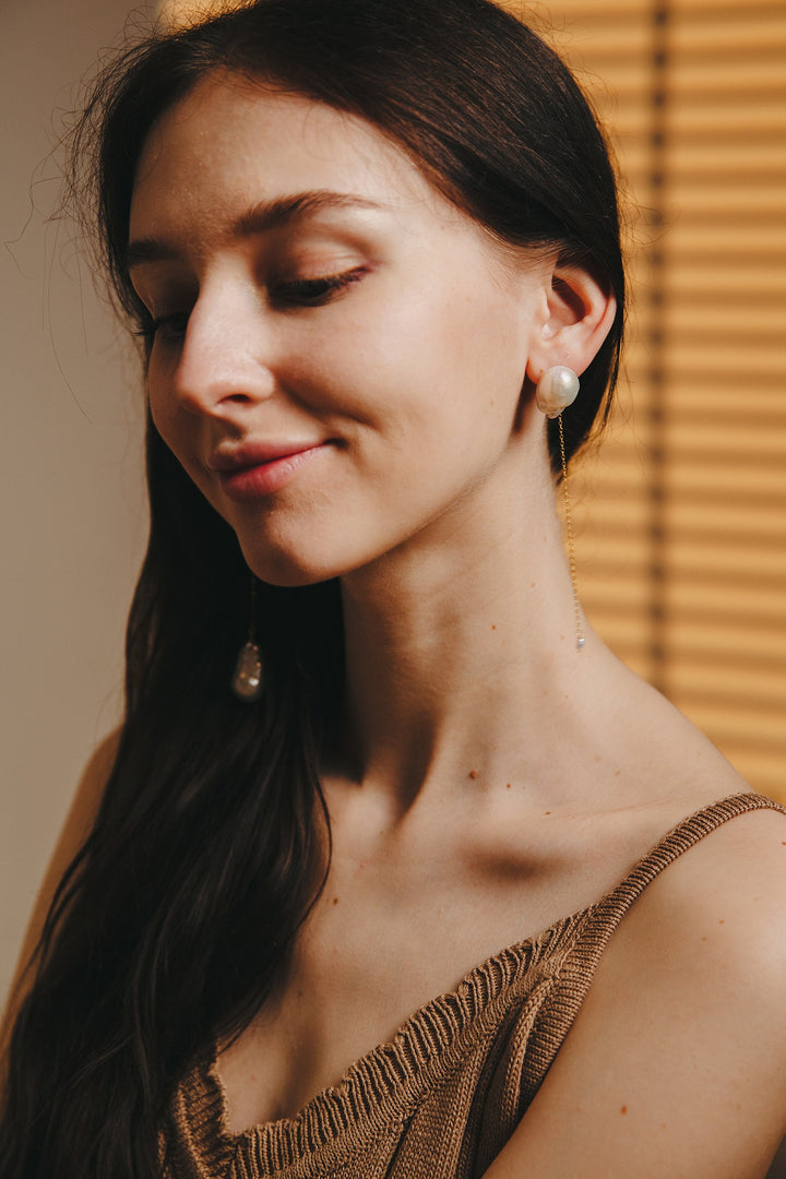 Yin Yang Long Drop Earrings