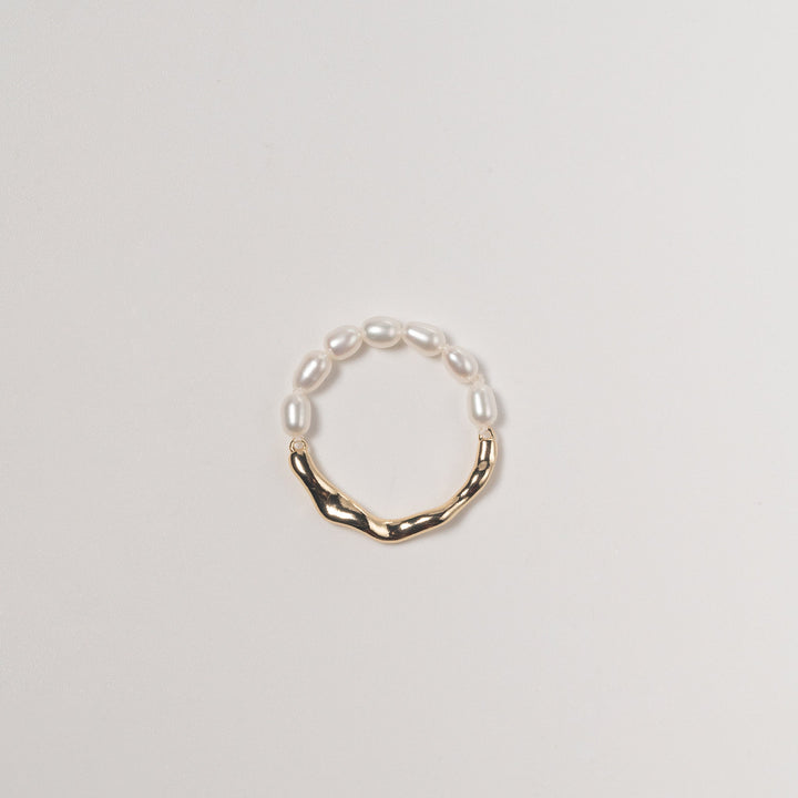 pearl ring with white gold, mini keshi pearls ring, gold mini pearl ring