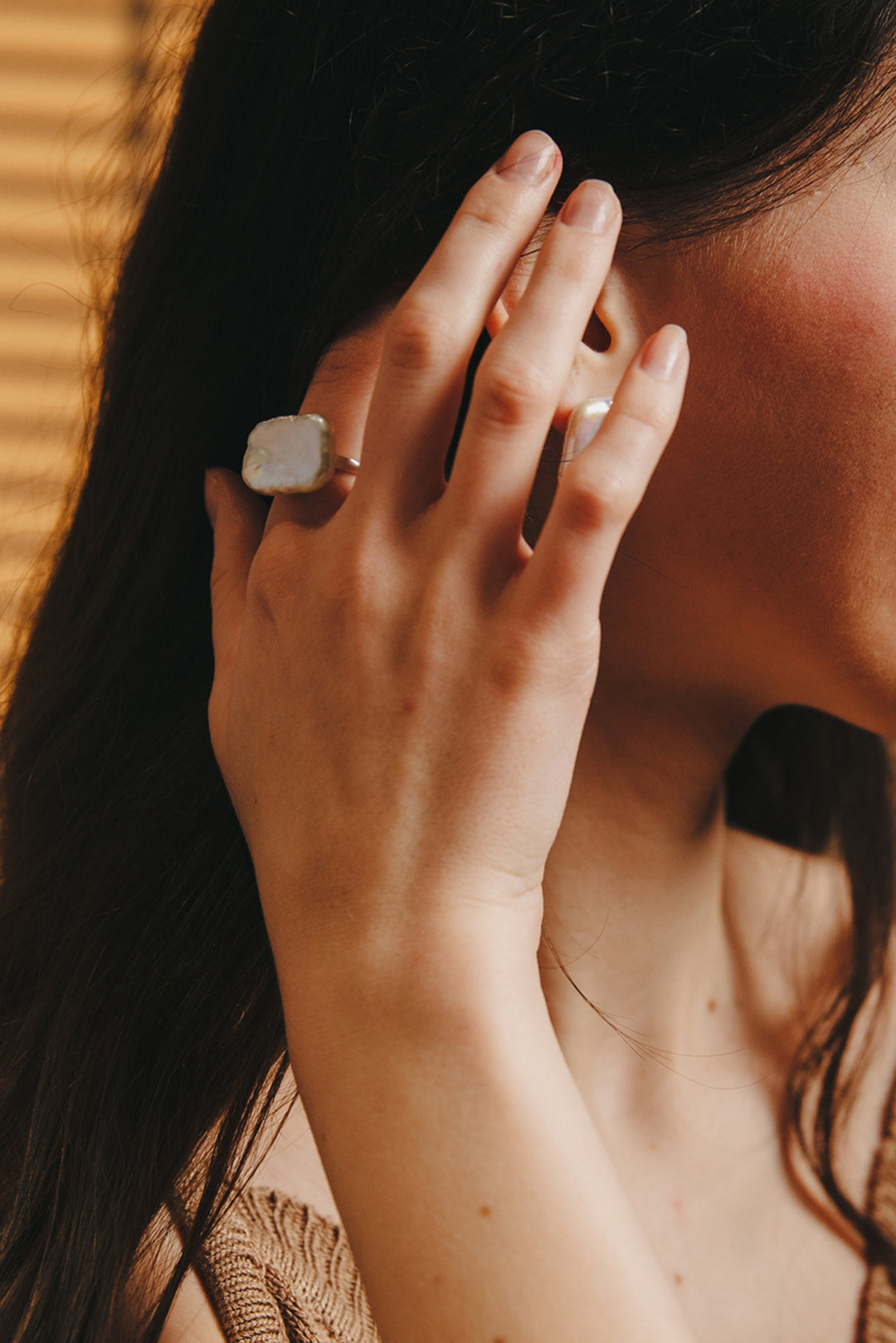 Baroque Pearl Ring - Yellow Gold