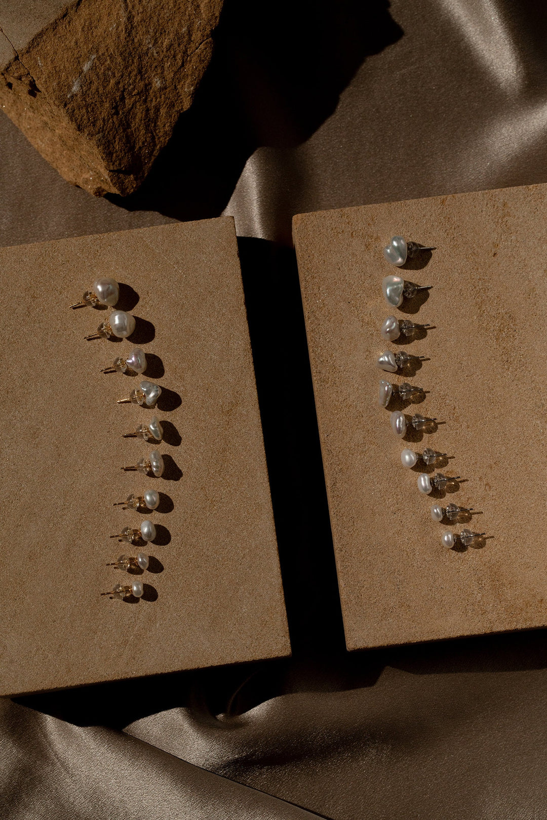 Small Baroque Pearl Ear Studs | 5mm Pearls Earrings | Dainty Freshwater Keshi Pearl | Mini Earrings | Sterling Silver | 18K Solid White Gold