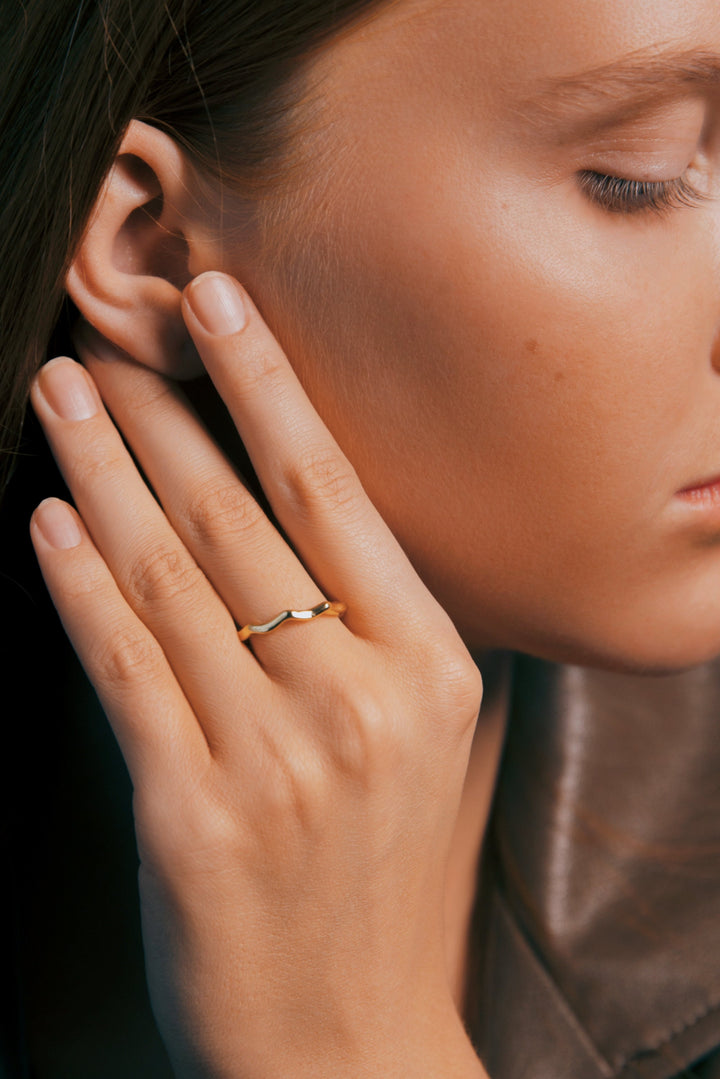 Half & Half Baroque Pearl Ring - Gold