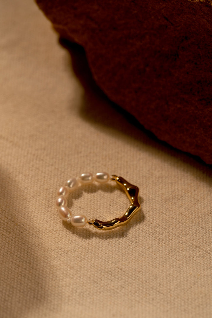 Half & Half Baroque Pearl Ring - Gold