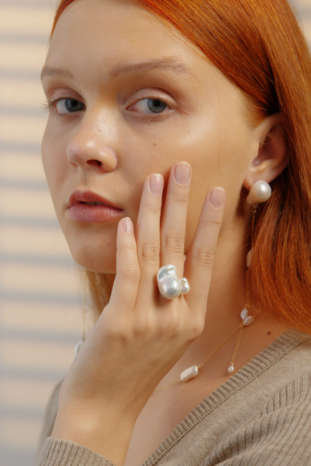 Double Baroque Pearls Ring - Gold