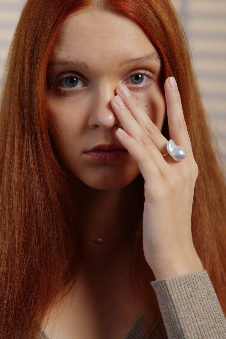 Double Baroque Pearls Ring - Gold