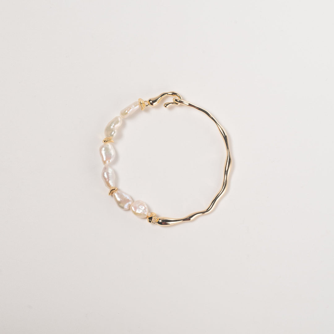 Half & Half Pearl Bracelet - Gold