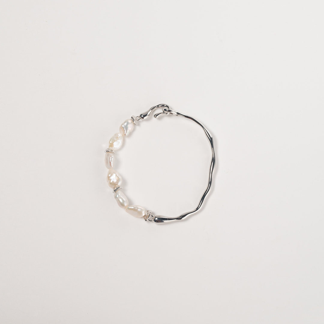 Half & Half Pearl Bracelet - White Gold