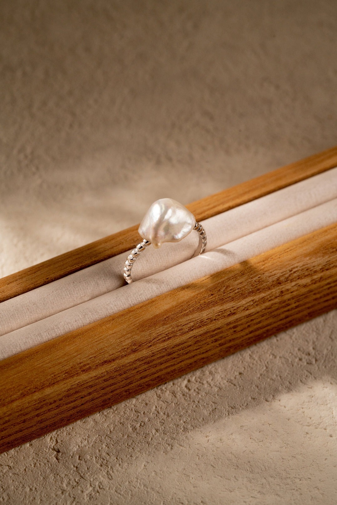 Nugget Keshi Pearl Ring: 925 Silver Adjustable Band