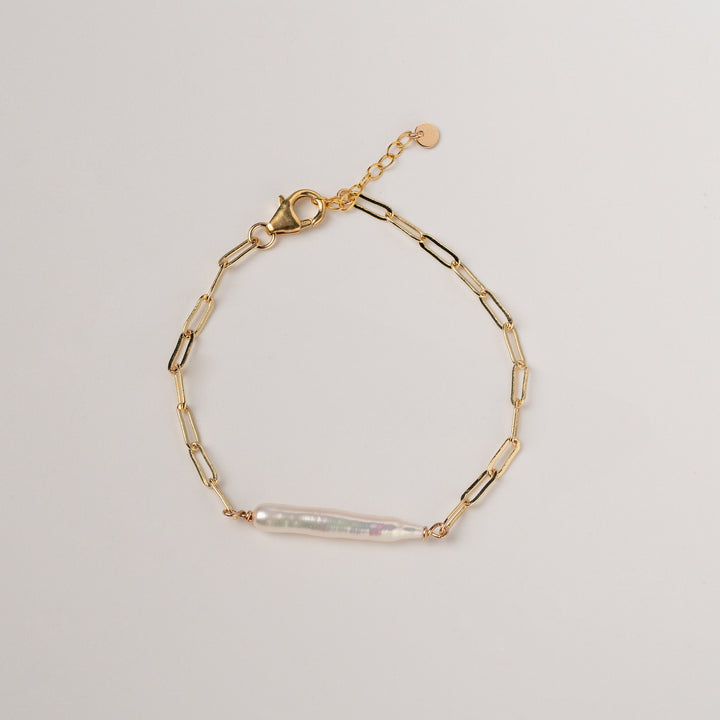 Baroque Keshi Pearl Bracelet: 14K Gold Filled Chain
