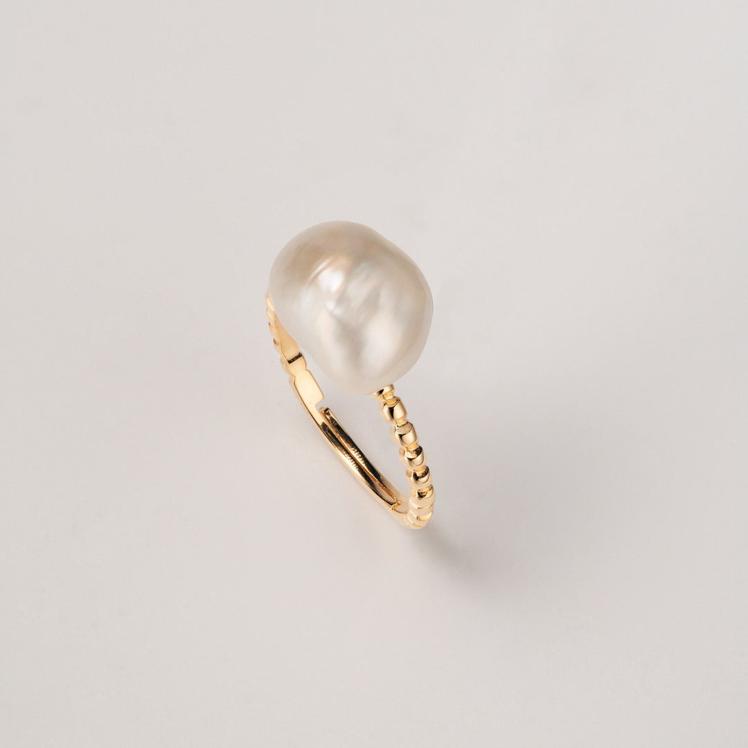 Nugget Keshi Pearl Ring: 925 Silver Adjustable Band