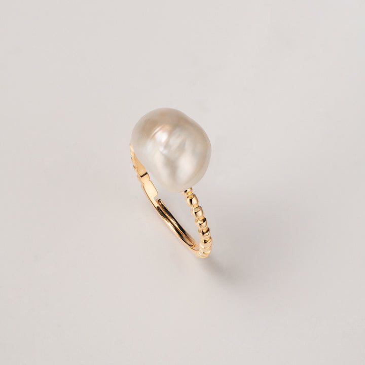 Nugget Keshi Pearl Ring: 925 Silver Adjustable Band