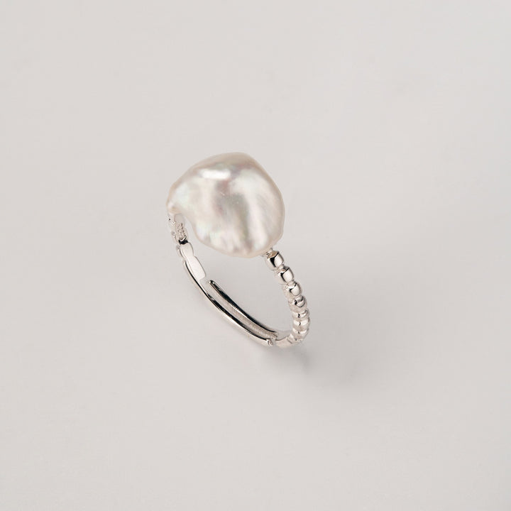 Nugget Keshi Pearl Ring: 925 Silver Adjustable Band
