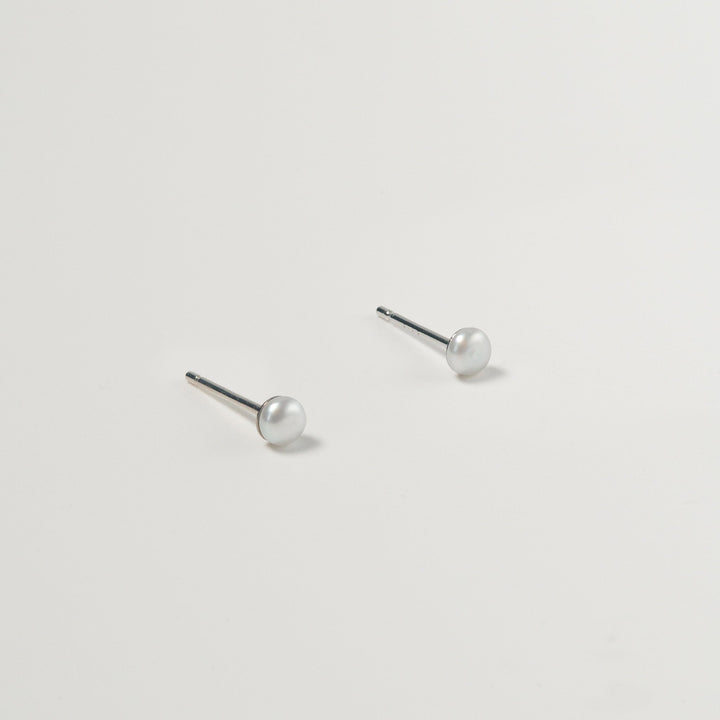 Baroque Pearl Ear Studs: Freshwater Keshi Pearl Earrings, Sterling Silver Tiny Ear Jewelry