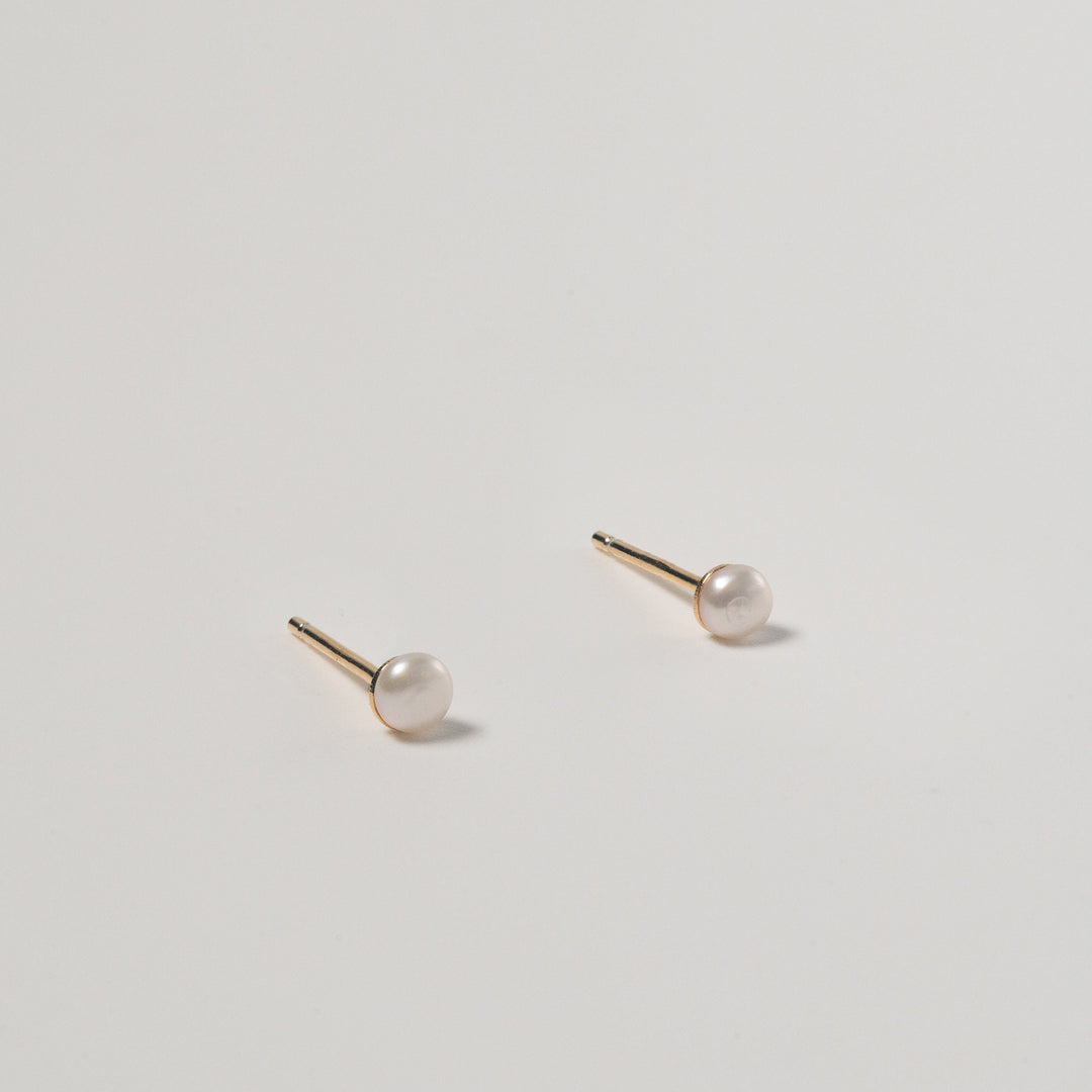 Baroque Pearl Ear Studs: Freshwater Keshi Pearl Earrings, Sterling Silver Tiny Ear Jewelry
