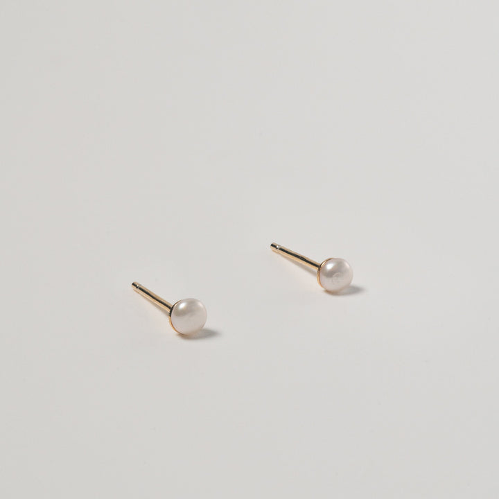 Baroque Pearl Ear Studs: Freshwater Keshi Pearl Earrings, Sterling Silver Tiny Ear Jewelry