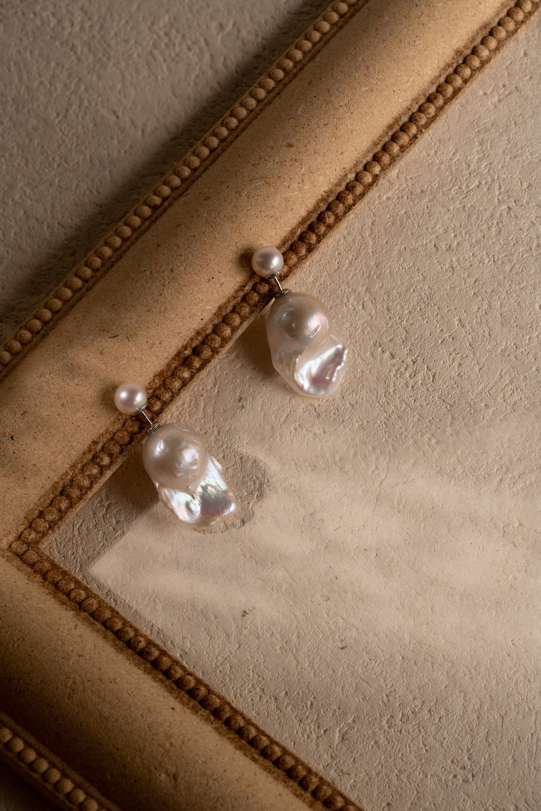 Baroque Pearl Earrings: Sterling Silver Double Pearl Studs