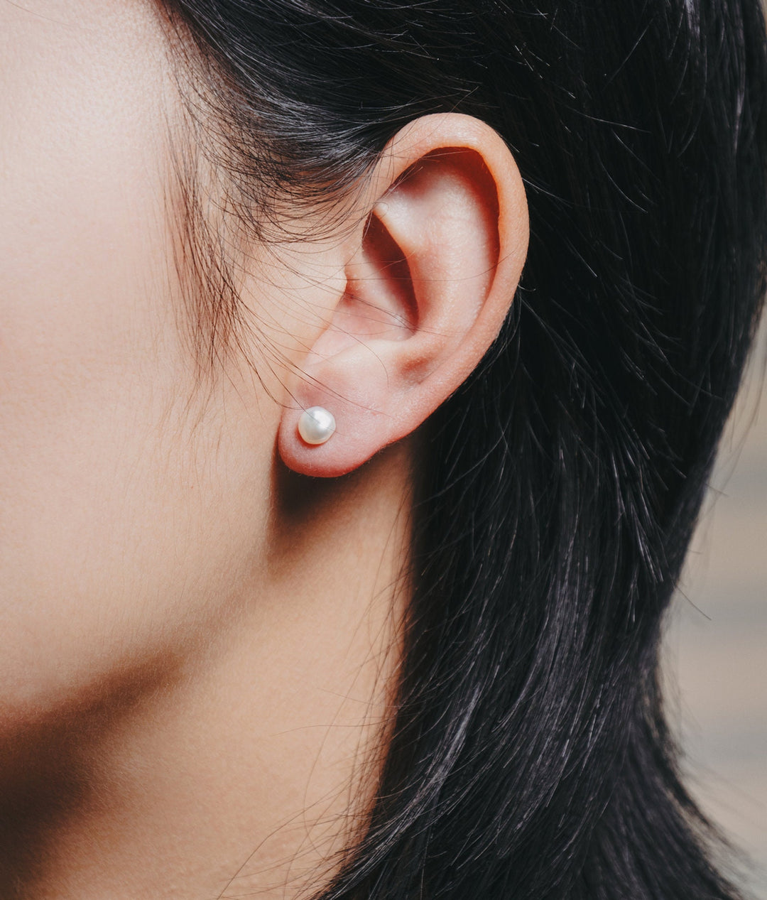 Small Baroque Pearl Ear Studs | 5mm Pearls Earrings | Dainty Freshwater Keshi Pearl | Mini Earrings | Sterling Silver | 18K Solid White Gold