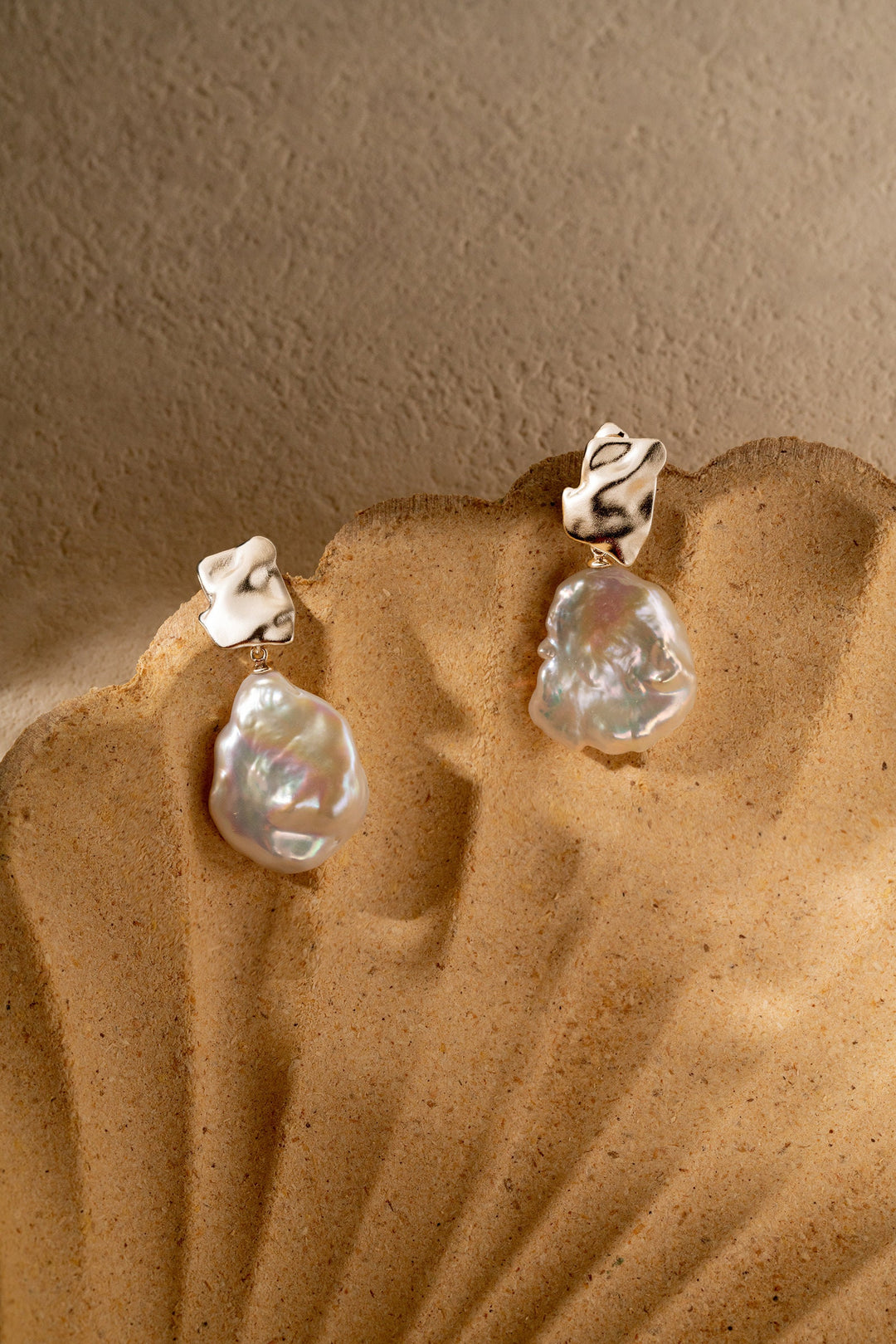 Keshi Pearl Drop Earrings: 14K White Gold Filled Baroque Pearls