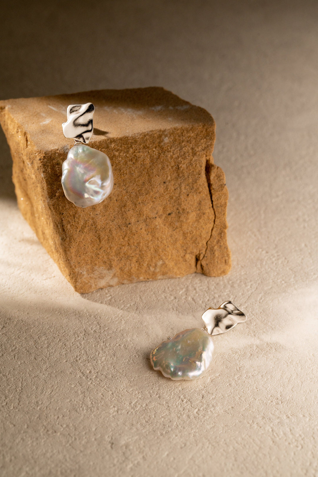 Keshi Pearl Drop Earrings: 14K White Gold Filled Baroque Pearls