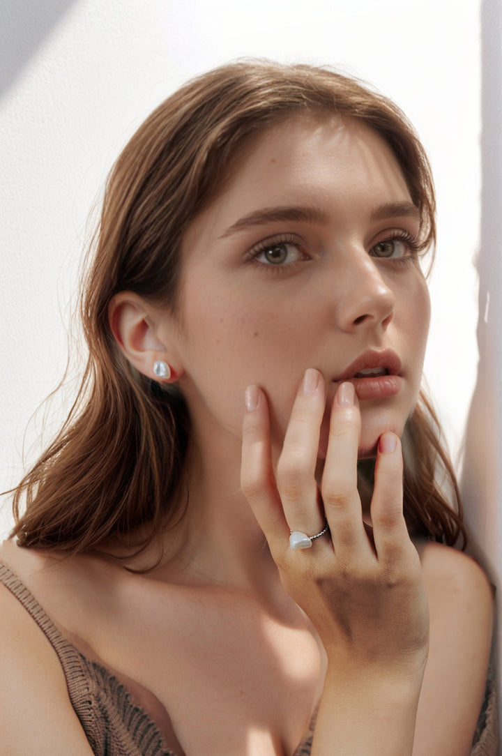 Nugget Keshi Pearl Ring: 925 Silver Adjustable Band