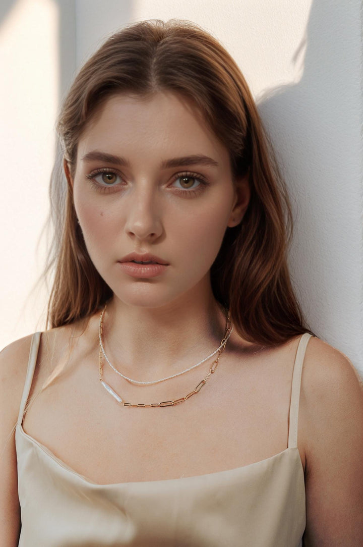 Dainty Keshi Pearl Choker: Gold-Filled Beaded Necklace