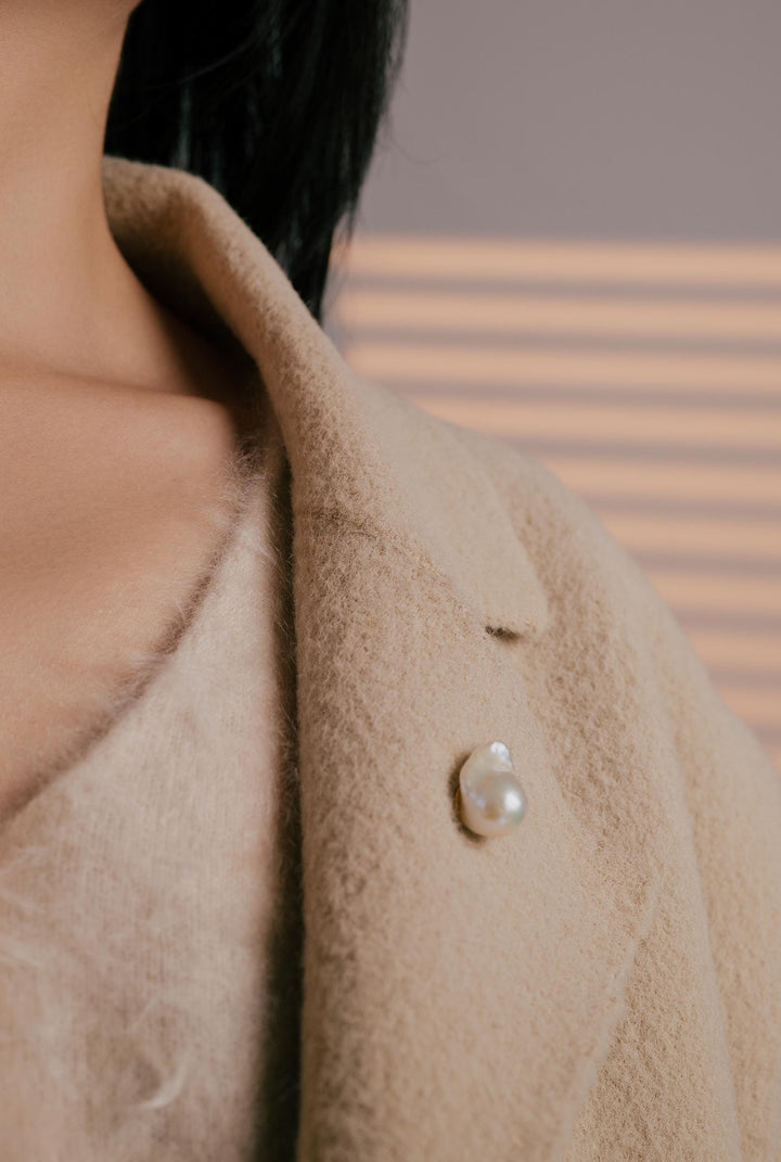 Baroque Pearl Brooch: Gold Plated Sterling Silver, Bridal Pin