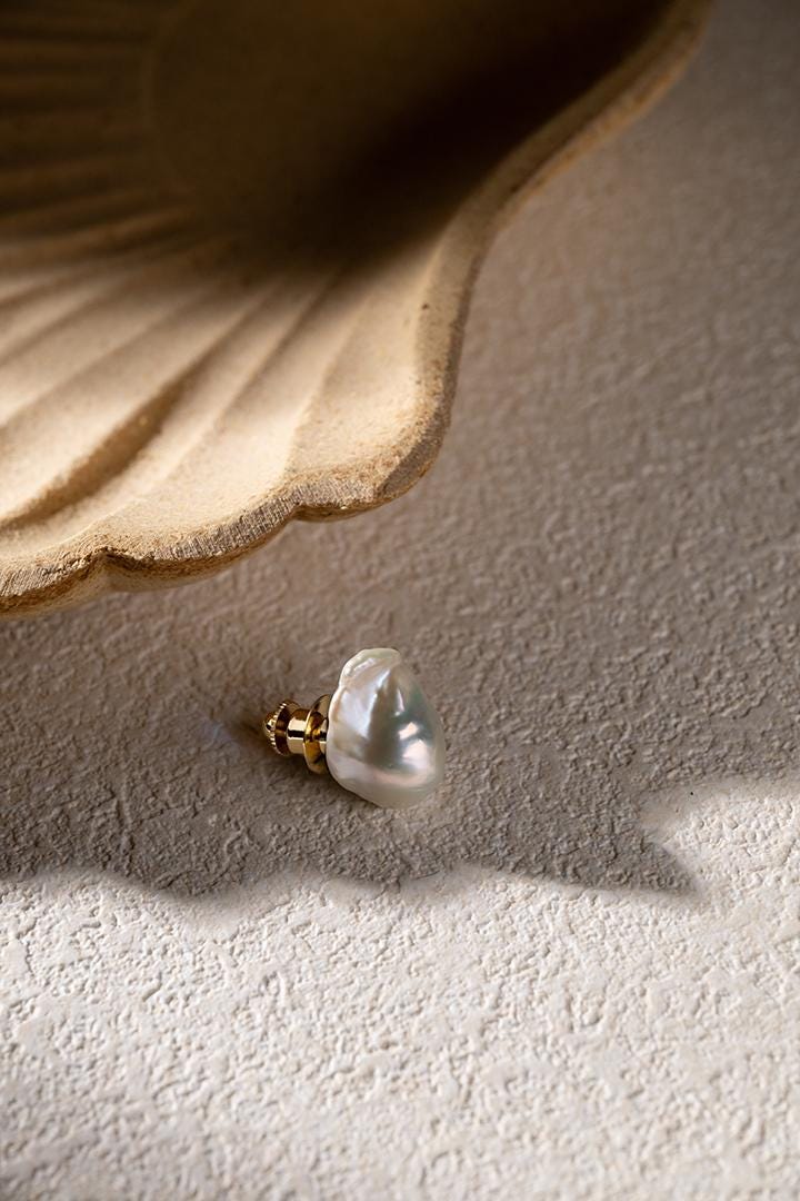 Baroque Pearl Brooch: Gold Plated Sterling Silver, Bridal Brooch