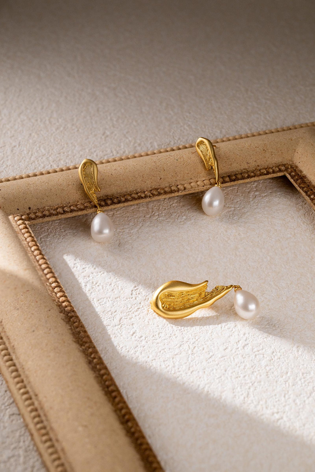 Gold Brooch Baroque Pearl Earrings: 14k Gold-Filled, Keshi Pearl Drop