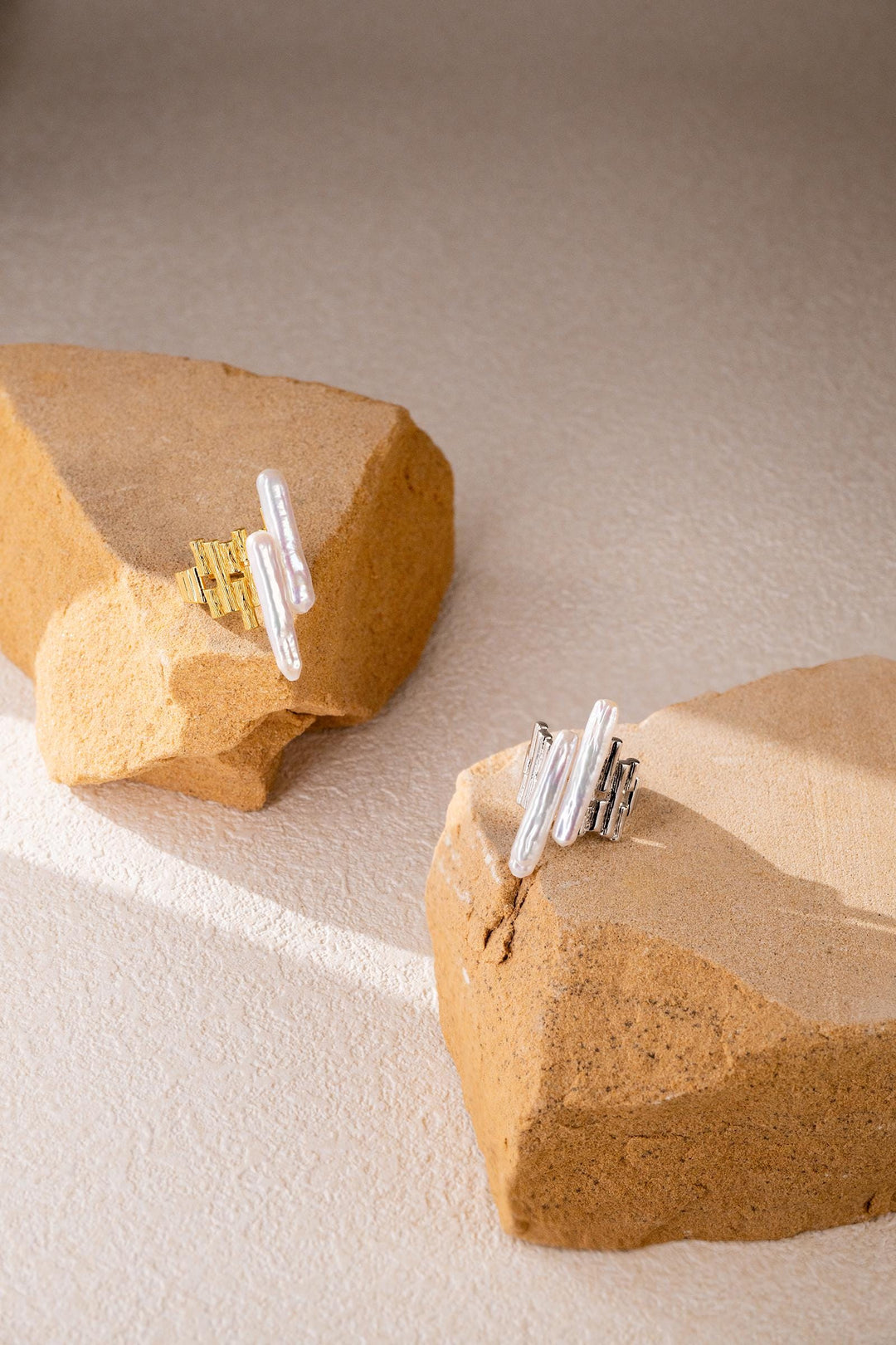 Architectural Baroque Pearl Ring: Sterling Silver Handmade Jewelry