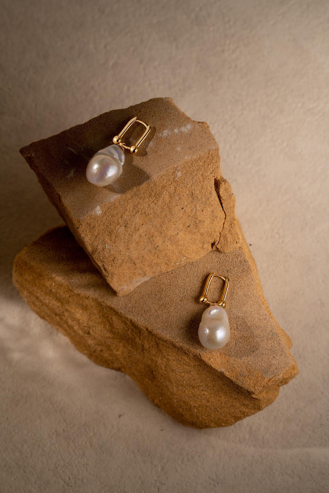 Baroque Pearl Dangle Earrings: Gold Filled Horseshoe U-Link