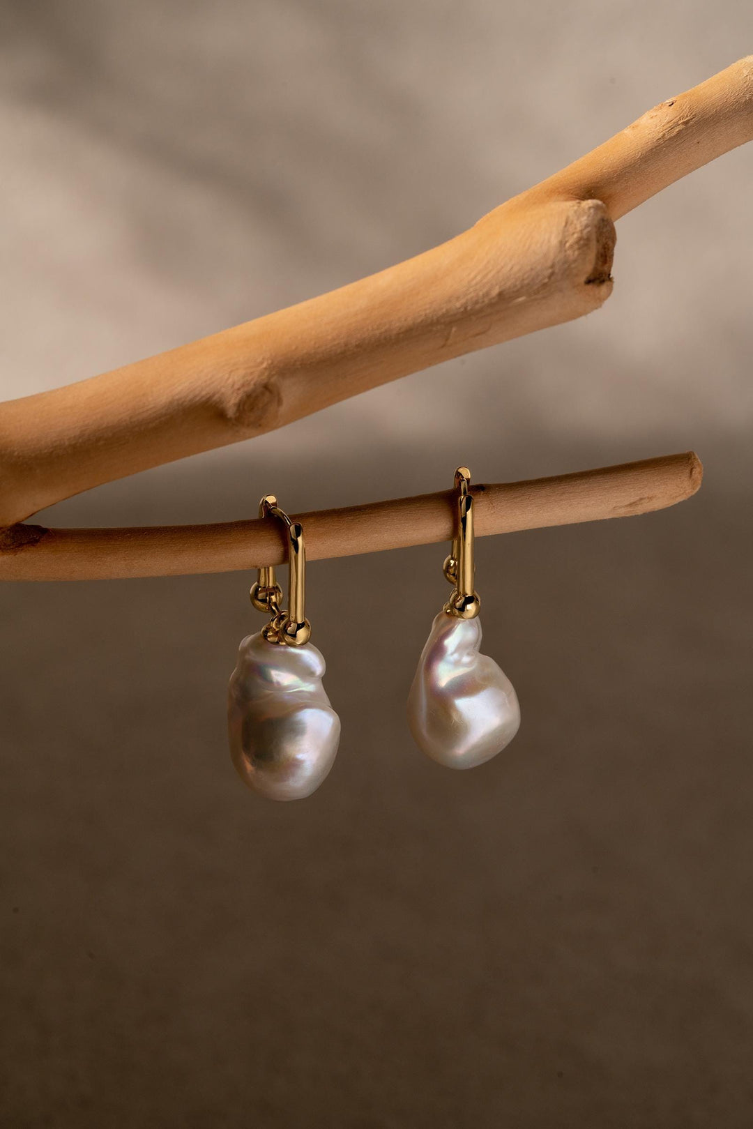 Baroque Pearl Dangle Earrings: Gold Filled Horseshoe U-Link
