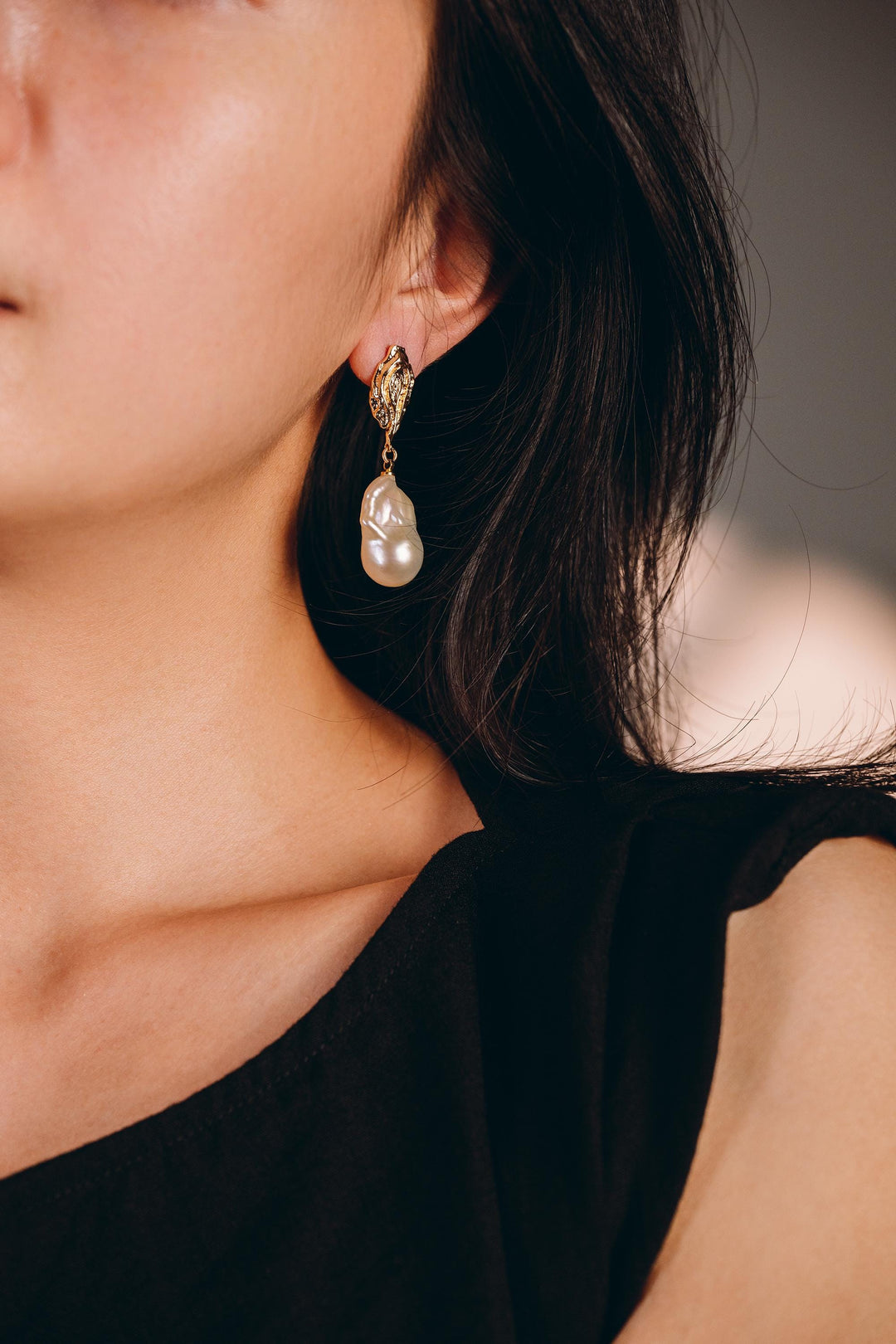 Large Baroque Pearls Drop Earrings: Gold Filled Handmade Jewelry for Girls, Elegant Party Wear