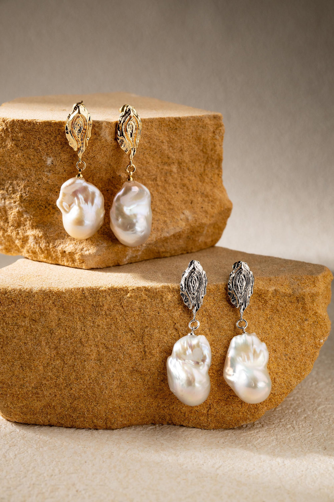 Large Baroque Pearls Drop Earrings: Gold Filled Handmade Jewelry for Girls, Elegant Party Wear