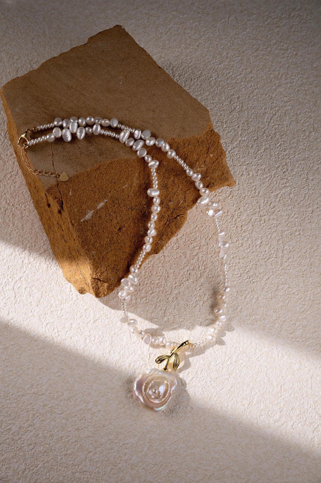 Baroque Rose Pearl Pendant Necklace: 18K Gold-Filled Freshwater Pearl Jewelry, Dainty Beaded Choker