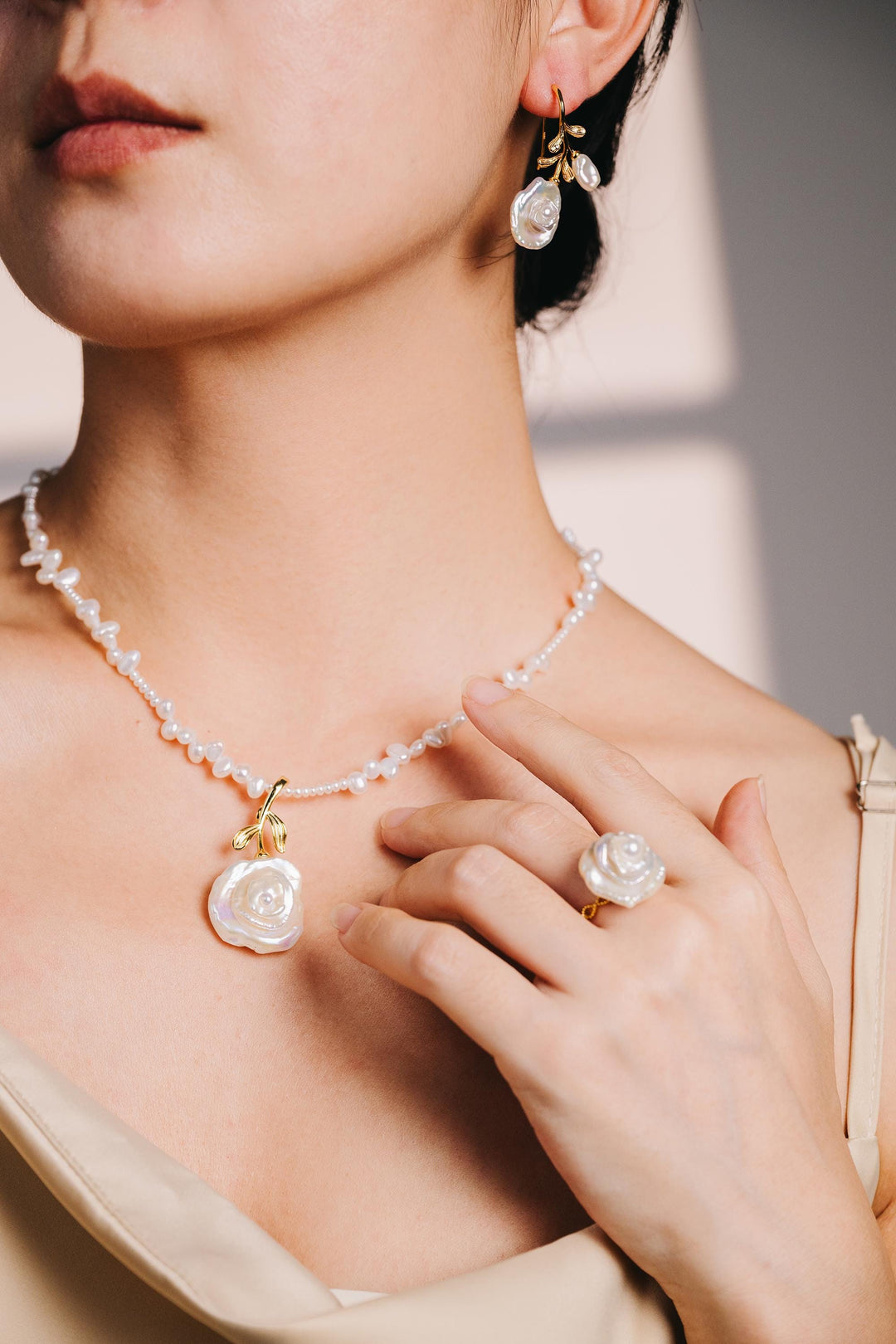 Baroque Rose Pearl Pendant Necklace: 18K Gold-Filled Freshwater Pearl Jewelry, Dainty Beaded Choker