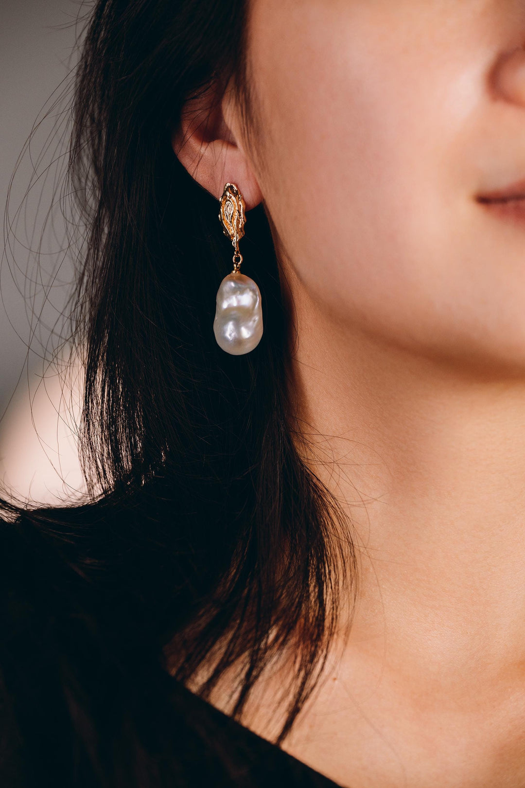 Large Baroque Pearls Drop Earrings: Gold Filled Handmade Jewelry for Girls, Elegant Party Wear