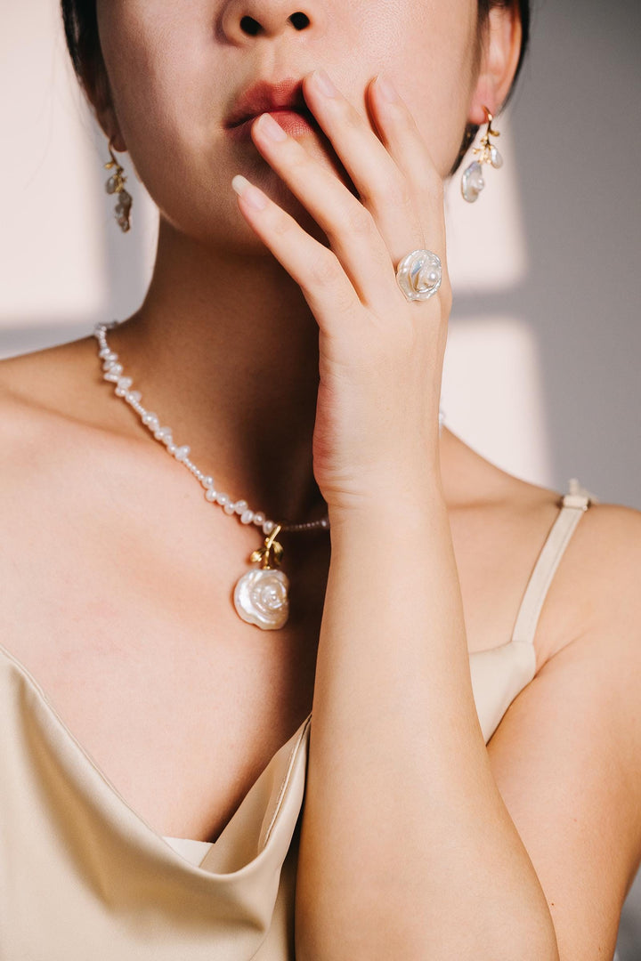 18K Gold Filled Baroque Pearl Drop Earrings: Gold Leaf Dangle Earrings for Women, Elegant Bridal Jewelry