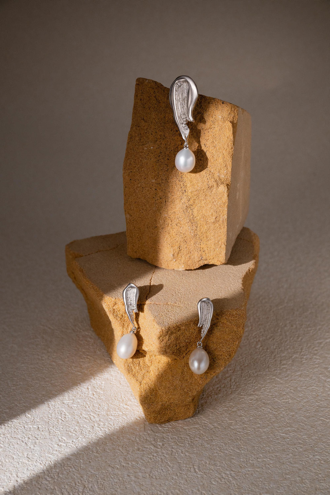 Natural Baroque Pearl Drop Earrings, Dangling Pearl Earrings, White Teardrop Pearl Dangle Earrings, 14k White Gold-Filled Jewelry Gift