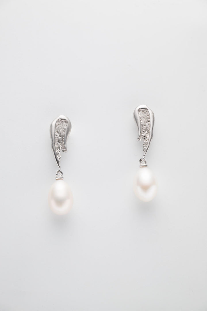 Natural Baroque Pearl Drop Earrings, Dangling Pearl Earrings, White Teardrop Pearl Dangle Earrings, 14k White Gold-Filled Jewelry Gift