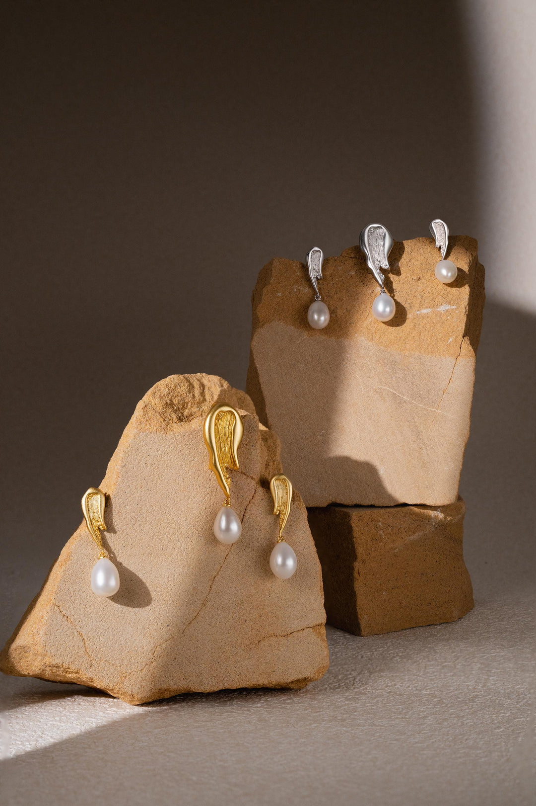 Natural Baroque Pearl Drop Earrings, Dangling Pearl Earrings, White Teardrop Pearl Dangle Earrings, 14k White Gold-Filled Jewelry Gift